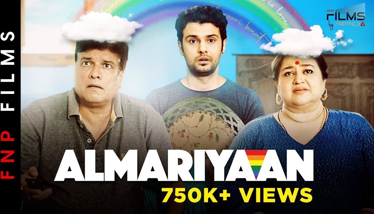 Almariyaan title card with its three leads
