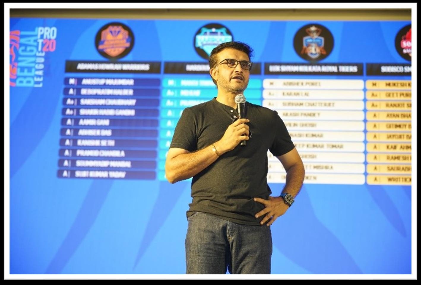 Sourav Ganguly on stage at the player draft