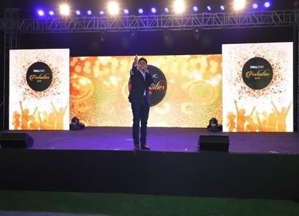 A speaker on the Family Day stage