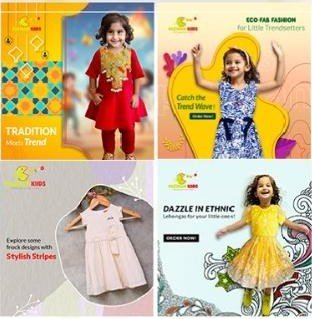 Social posts: Tradition Meets Trend, Catch the Trend Wave, Dazzle in Ethnic