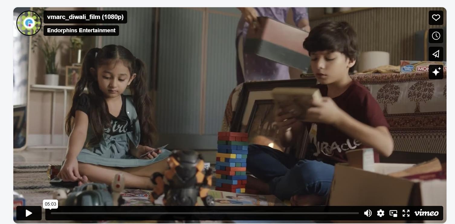 The vmarc Diwali film in the Vimeo player